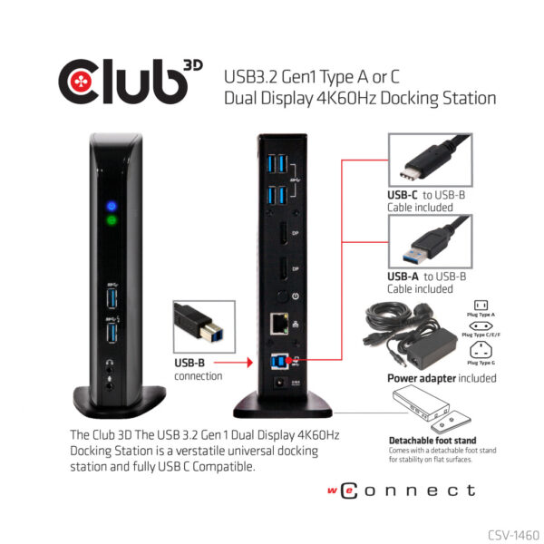 CLUB3D UNIVERSEEL Docking station USB3.2 Type A of C 2x Displayport 4K60Hz DisplayLink® gecertificeerd - Afbeelding 11
