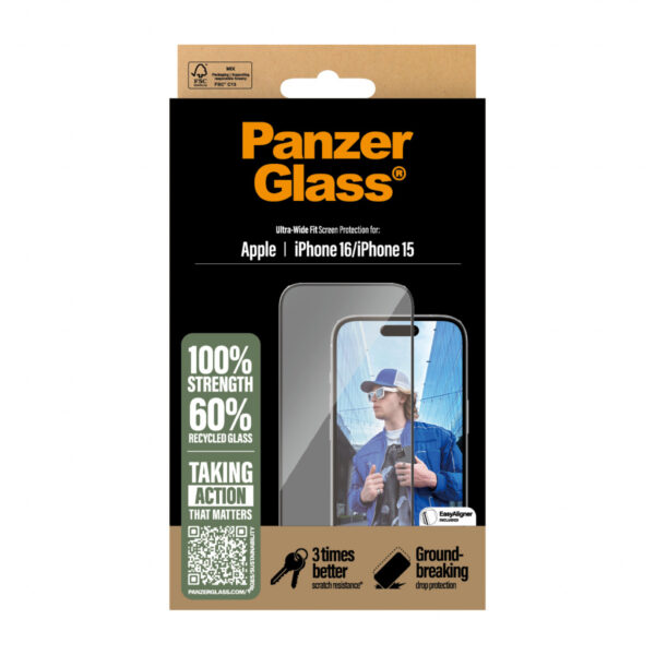 Panzerglass Gehard Glas Edge To Edge Screenprotector iPhone 16 - Afbeelding 4