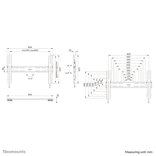 Neomounts WL35S-850BL16 TV-beugel wand 42-86" - kantelbaar - vergrendelbaar - snelle installatie - Afbeelding 20