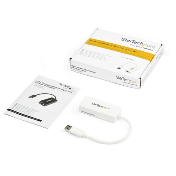 StarTech.com USB 3.0 naar gigabit Ethernet-adapter NIC met USB-poort - wit - Afbeelding 5