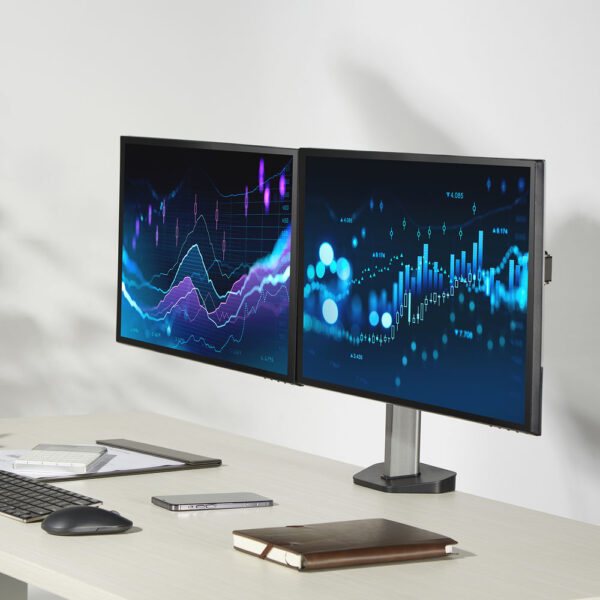 ACT Monitorarm 32" office, 2 schermen, zilver - Afbeelding 5