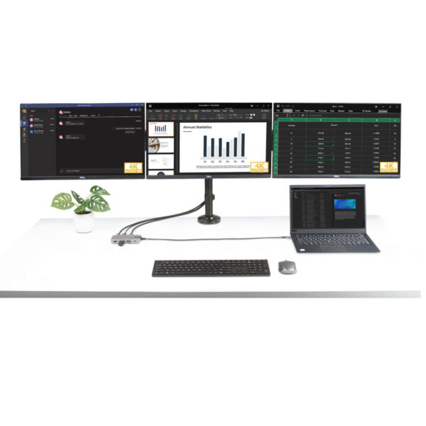 StarTech.com USB-C Triple Monitor Multiport Adapter, Dual 4K 60Hz + 4K 30Hz HDMI & DisplayPort, 3-Port USB Hub, 10Gbps, 100W PD - Afbeelding 6