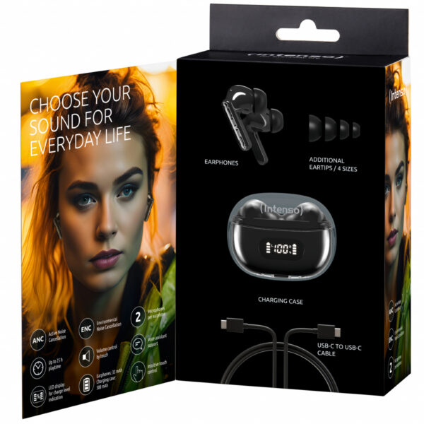 Intenso Buds Earphone Plus T310AE Black Hoofdtelefoons True Wireless Stereo (TWS) In-ear Gesprekken/Muziek/Sport/Elke dag USB Ty - Afbeelding 9