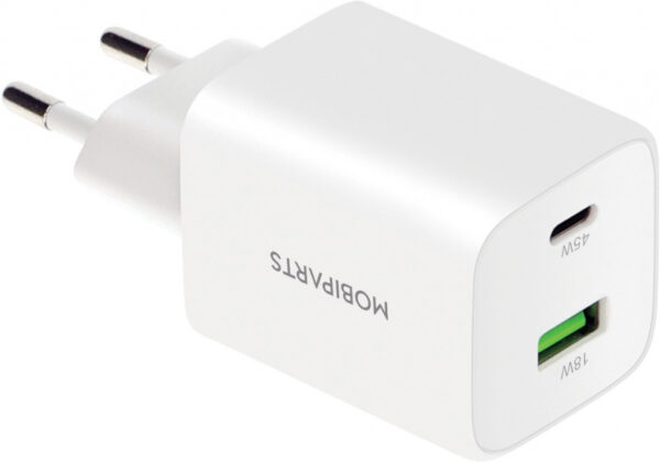 Mobiparts GaN Wall Charger USB-C/USB-A PD 3.0/QC 45W White - Afbeelding 3