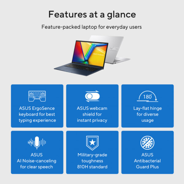 ASUS Vivobook 17 X1704VA-AU586W Intel® Core™ i5 i5-1334U Laptop 43,9 cm (17.3") Full HD 8 GB DDR4-SDRAM 512 GB SSD Wi-Fi 5 (802. - Afbeelding 21