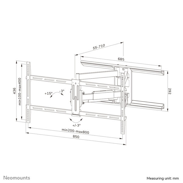 Neomounts WL40-550BL18 TV-beugel wand 43-75" - full motion - Easy Install - Afbeelding 17