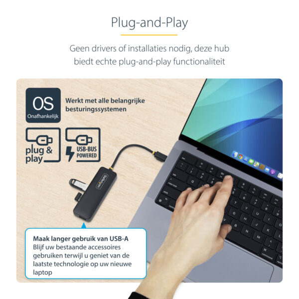 StarTech.com 4-Port USB-C Hub, 5Gbps, USB-C naar 4x USB-A, Bus Powered, Compacte Travel Mini USB Hub, Multi-Port USB 3.0 Splitte - Afbeelding 14