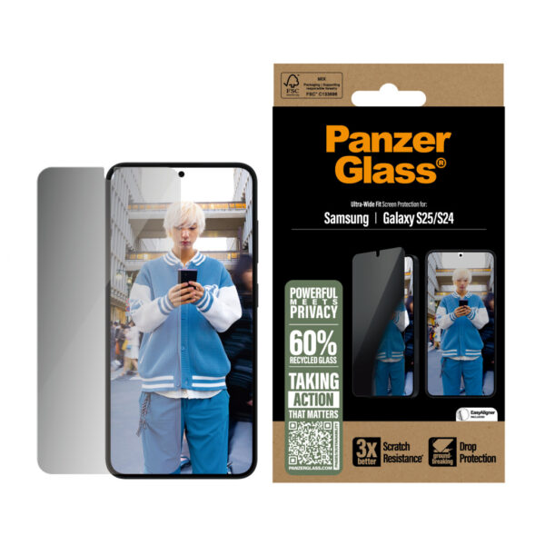 PanzerGlass ® Privacy Screen Protector Samsung Galaxy S25 | S24 | Ultra-Wide Fit Doorzichtige schermbeschermer 1 stuk(s) - Afbeelding 2