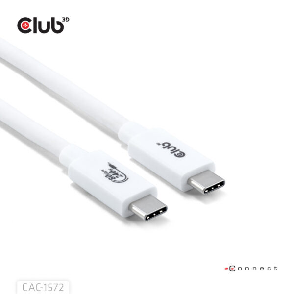 CLUB3D USB 80Gbps Certified 240W 8K240Hz Type-C® 1.2m / 3.94ft White Cable - Afbeelding 5