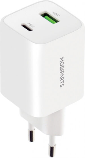 Mobiparts GaN Wall Charger USB-C/USB-A PD 3.0/QC 45W White