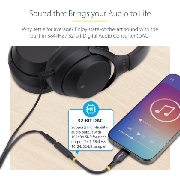 StarTech.com USB-C naar 3.5mm TRRS Headphone/Headset Adapter, Aux Audio Adapter, 3.5mm Jack, USB Type-C Aux Dongle, Hi-Fi 32-bit - Afbeelding 9