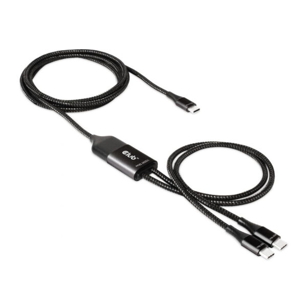 CLUB3D USB Type-C, Y charging kabel ( PPS ) to 2x USB Type-C max. 100W, 1.83m/6ft M/M - Afbeelding 3