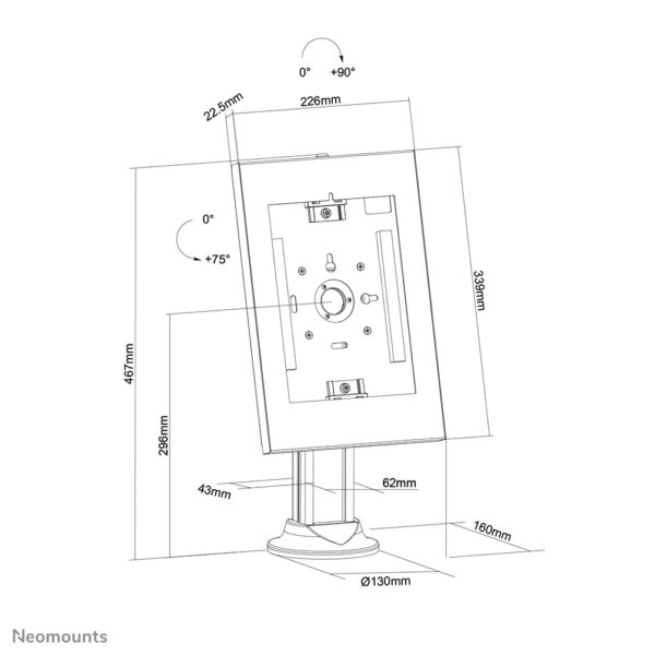 Neomounts DS15-640WH1 Tablet standaard bureau 9.7-11" - vergrendelbaar - Afbeelding 18