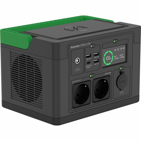 APC SE OffGrid Portable Power Station 330 - Li-Ion accu, LCD, 2x stopcontact, 3x USB-A, 1x USB-C, 1x 12V, draadloze lader - Afbeelding 2