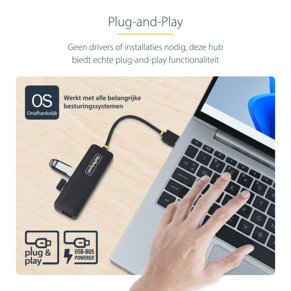 StarTech.com 4-Port USB-A Hub, 5Gbps, Bus Powered, Compacte Travel Mini USB Hub, Multi-Port USB 3.0 Splitter, Draagbare USB Hub, - Afbeelding 14