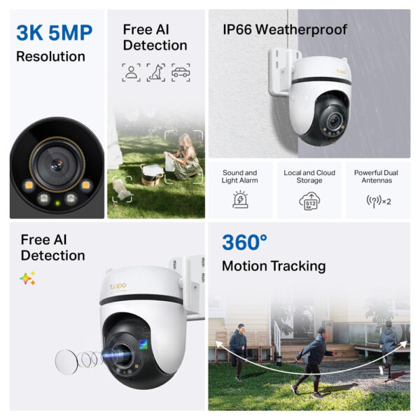 TP-Link TAPO C530WS bewakingscamera Torentje IP-beveiligingscamera Buiten 2880 x 1620 Pixels Muur - Afbeelding 5
