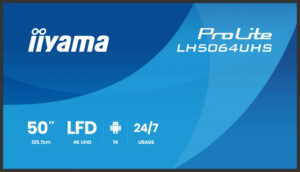iiyama LH5064UHS-B1AG beeldkrant Digitale signage flatscreen 127 cm (50") Wifi 500 cd/m² 4K Ultra HD Zwart Android 24/7