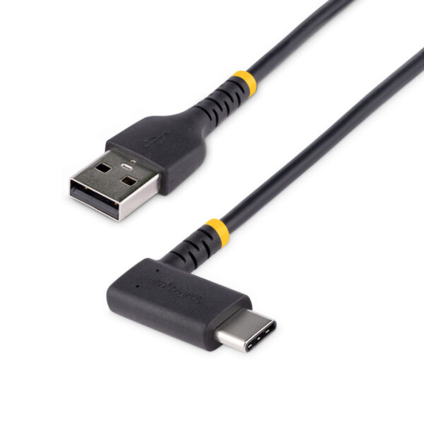 StarTech.com 2m USB A naar USB-C Oplaadkabel, Robuuste Fast Charge USB A naar USB-C Data Kabel, Haakse Type-C Kabel, Rugged Aram