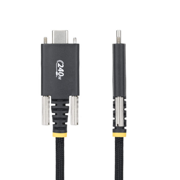 StarTech.com 3m USB-C Laadkabel met Zijschroefvergrendeling, 240W (5A) PD EPR, Siliconen Mantel met Gevlochten Nylon, USB 2.0 La - Afbeelding 2