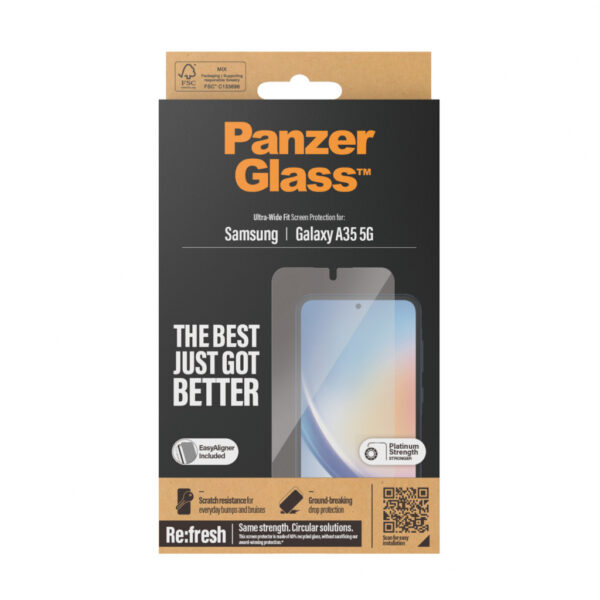 PanzerGlass ® Screen Protector Samsung Galaxy A35 5G | Ultra-Wide Fit w. EasyAligner Doorzichtige schermbeschermer 1 stuk( - Afbeelding 3
