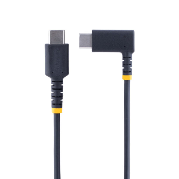 StarTech.com 1m USB-C Oplaadkabel, Haakse USB-C Kabel, 60W PD 3A, Robuuste Fast Charge USB-C Kabel, USB 2.0 Type-C, USB Laadkabe - Afbeelding 2