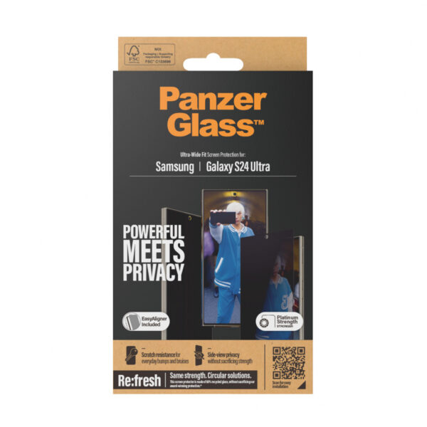 PanzerGlass ® Privacy Screen Protector Samsung Galaxy S24 Ultra | Ultra-Wide Fit w. EasyAligner Doorzichtige schermbescher - Afbeelding 3