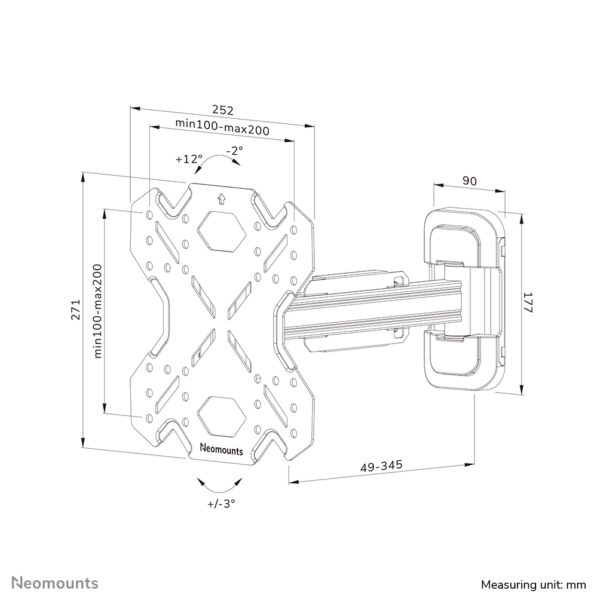 Neomounts WL40S-840BL12 TV-beugel wand 32-55" - full motion - snelle installatie - Afbeelding 20