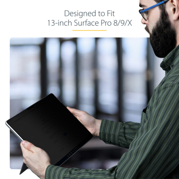 StarTech.com 4-Way 13-inch Surface Pro 8/9/X Laptop Privacy Filter, Portrait/Landscape Modes, Touch-Enabled, Anti-Glans Security - Afbeelding 8