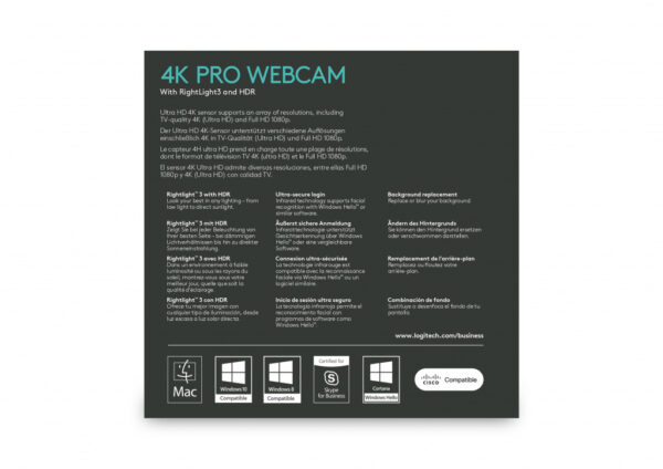 Logitech BRIO ULTRA HD PRO BUSINESS WEBCAM - Afbeelding 8