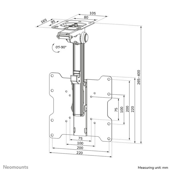 Neomounts FPMA-C020BLACK Monitor/TV-beugel plafond 10-40" - h 26,5-40 cm - Afbeelding 4
