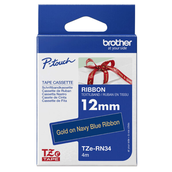 Brother TZE-RN34 labelprinter-tape Goud op navyblauw - Afbeelding 3