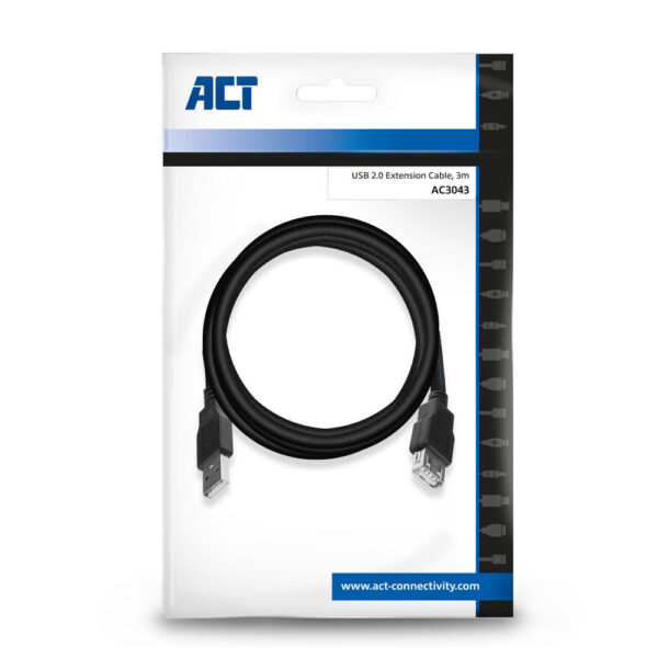 ACT USB 2.0 verlengkabel A male - A female 3 meter - Afbeelding 2
