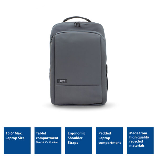 ACT Move rugzak voor laptops tot 15,6” gemaakt van gerecyclede plastic flessen - Afbeelding 6