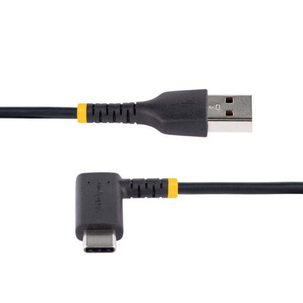 StarTech.com 2m USB A naar USB-C Oplaadkabel, Robuuste Fast Charge USB A naar USB-C Data Kabel, Haakse Type-C Kabel, Rugged Aram - Afbeelding 2