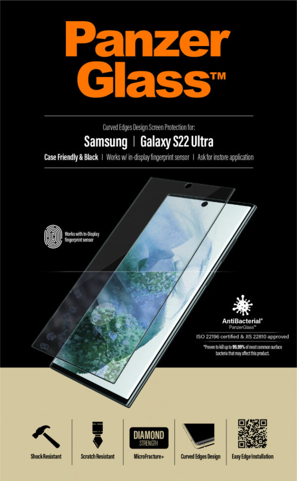 PanzerGlass Gehard Glas Edge to Edge Screenprotector Samsung Galaxy S22 Ultra - Afbeelding 9