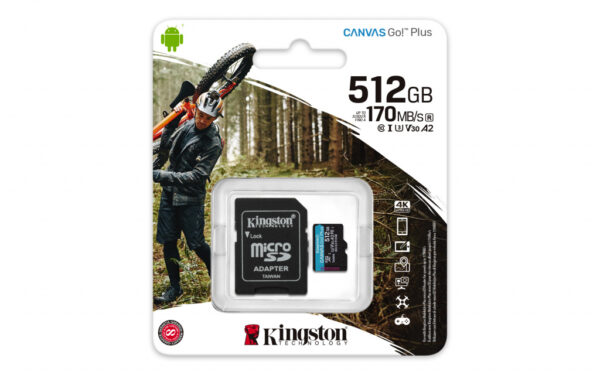 Kingston Technology Canvas Go! Plus 512GB microSDXC Canvas Go Plus 170R A2 U3 V30 kaart + ADP - Afbeelding 5