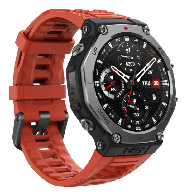Amazfit T-Rex 3 Lava 3,81 cm (1.5") AMOLED Digitaal 480 x 480 Pixels Touchscreen Zwart, Roestvrijstaal GPS - Afbeelding 3