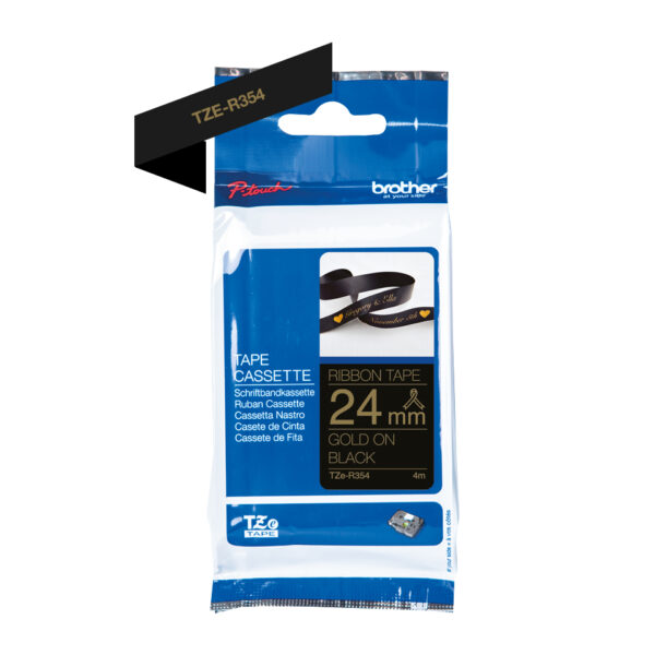 Brother TZE-R354 labelprinter-tape Goud op zwart - Afbeelding 2