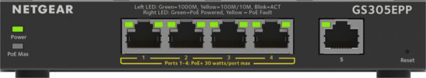 NETGEAR 5-Port Gigabit Ethernet High-Power PoE+ Plus Switch (GS305EPP) - Afbeelding 2