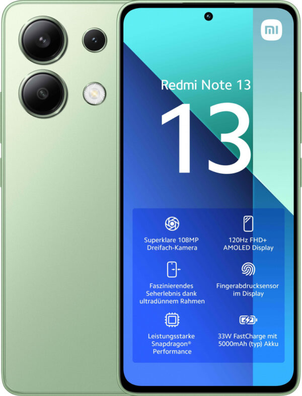Xiaomi Redmi Note 13 16,9 cm (6.67") Hybride Dual SIM Android 13 4G USB Type-C 6 GB 128 GB 5000 mAh Groen, Muntkleur