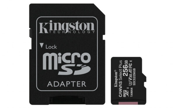 Kingston Technology Canvas Select 256GB micSDXC Plus 100R A1 C10 kaart + ADP