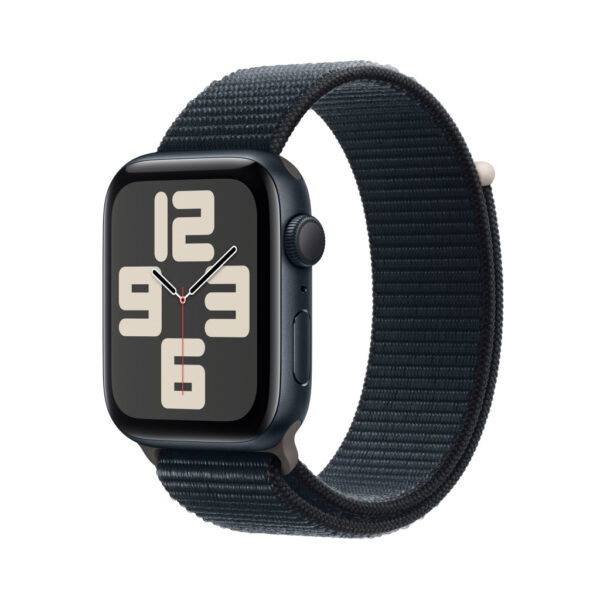 Apple Watch SE 2023 44mm Zwart (Zwarte Nylon Band)
