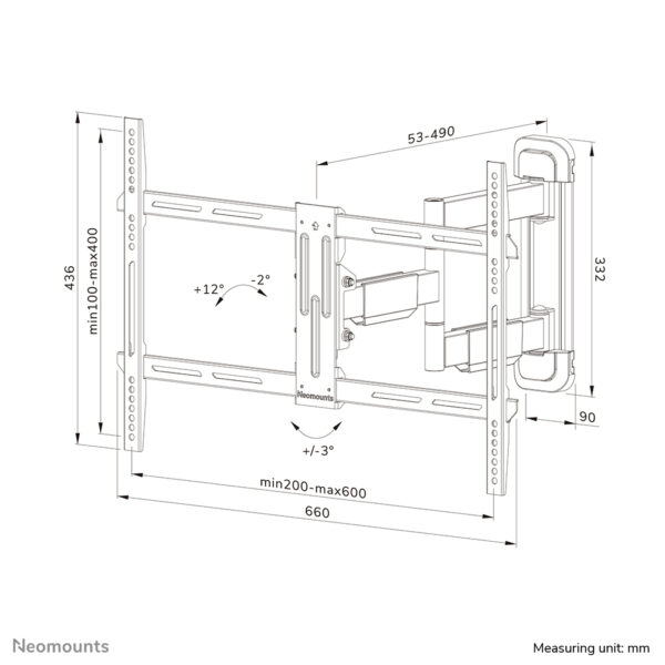 Neomounts WL40-550BL16 TV-beugel wand 40-65" - full motion - Easy Install - Afbeelding 17