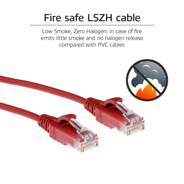 ACT Rode 0.5 meter LSZH U/UTP CAT6 datacenter slimline patchkabel snagless met RJ45 connectoren - Afbeelding 7