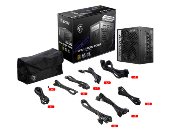 MSI MPG A1000G PCIE5 power supply unit 1000 W 20+4 pin ATX ATX Zwart - Afbeelding 5