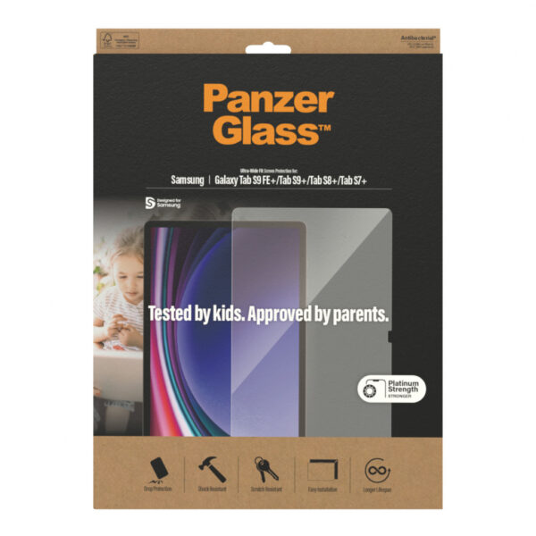 PanzerGlass ® Screen Protector Samsung Galaxy Tab S9+ | S9+ FE | S8+ | S7+ | Ultra-Wide Fit Doorzichtige schermbeschermer 1 stuk - Afbeelding 3