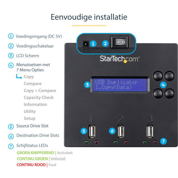 StarTech.com Standalone 1 naar 2 USB Thumb Drive Cloner en Wisser, Multiple USB Flash Drive Kloner, System/File/Whole-Drive Copy - Afbeelding 11