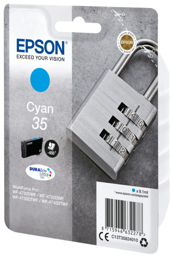 Epson Padlock Singlepack Cyan 35 DURABrite Ultra Ink - Afbeelding 2