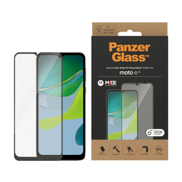 PanzerGlass ® Screen Protector Motorola moto e13 | Ultra-Wide Fit Doorzichtige schermbeschermer 1 stuk(s) - Afbeelding 2