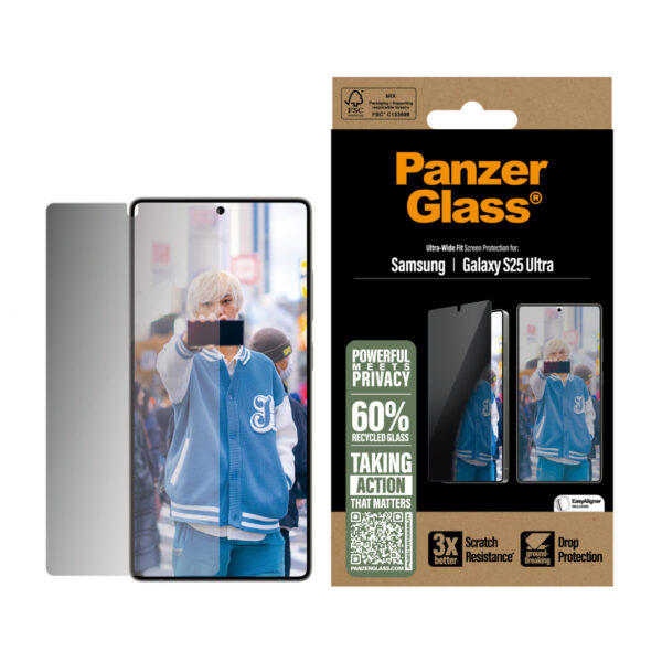 PanzerGlass ® Privacy Screen Protector Samsung Galaxy S25 Ultra | Ultra-Wide Fit Doorzichtige schermbeschermer 1 stuk(s) - Afbeelding 2